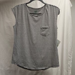 2for$20 balls black white striped tee shirt pocket cold material spandex NWT